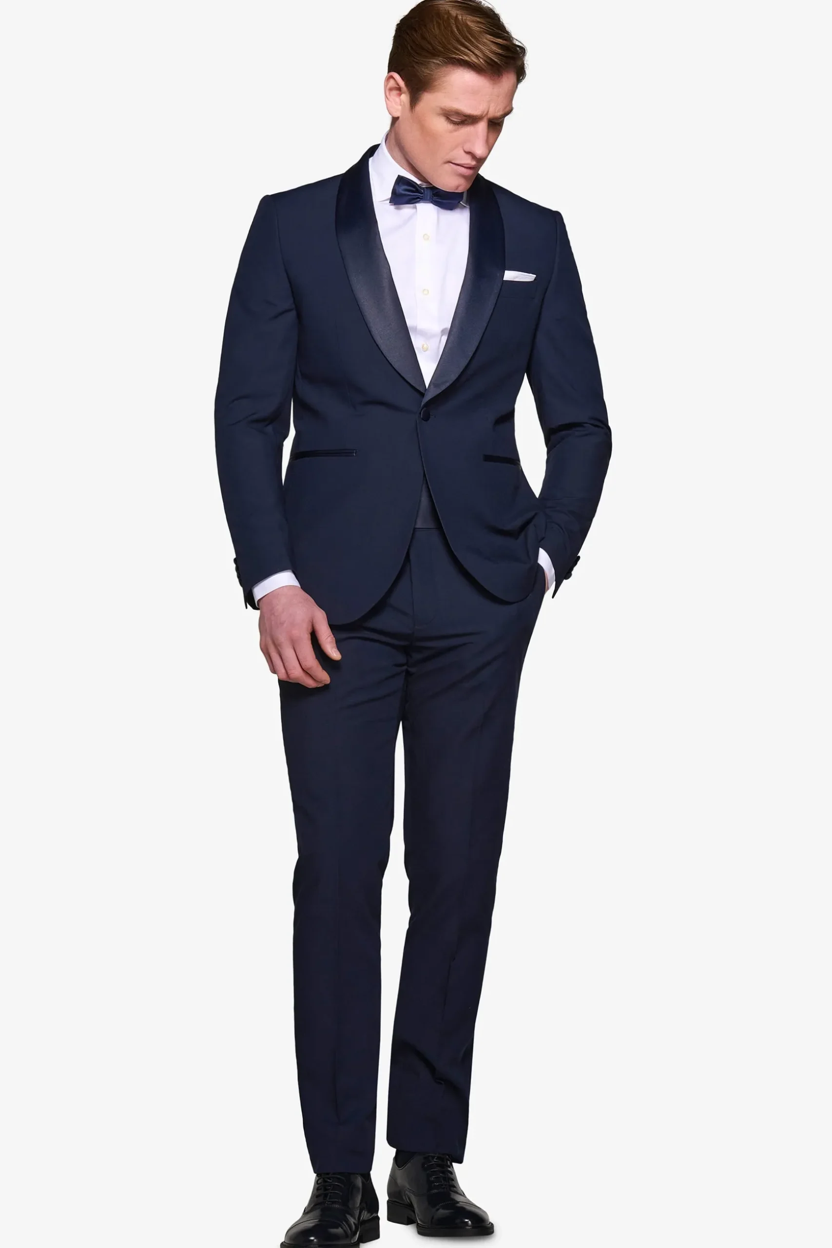 Abito smoking rever sciallato blu