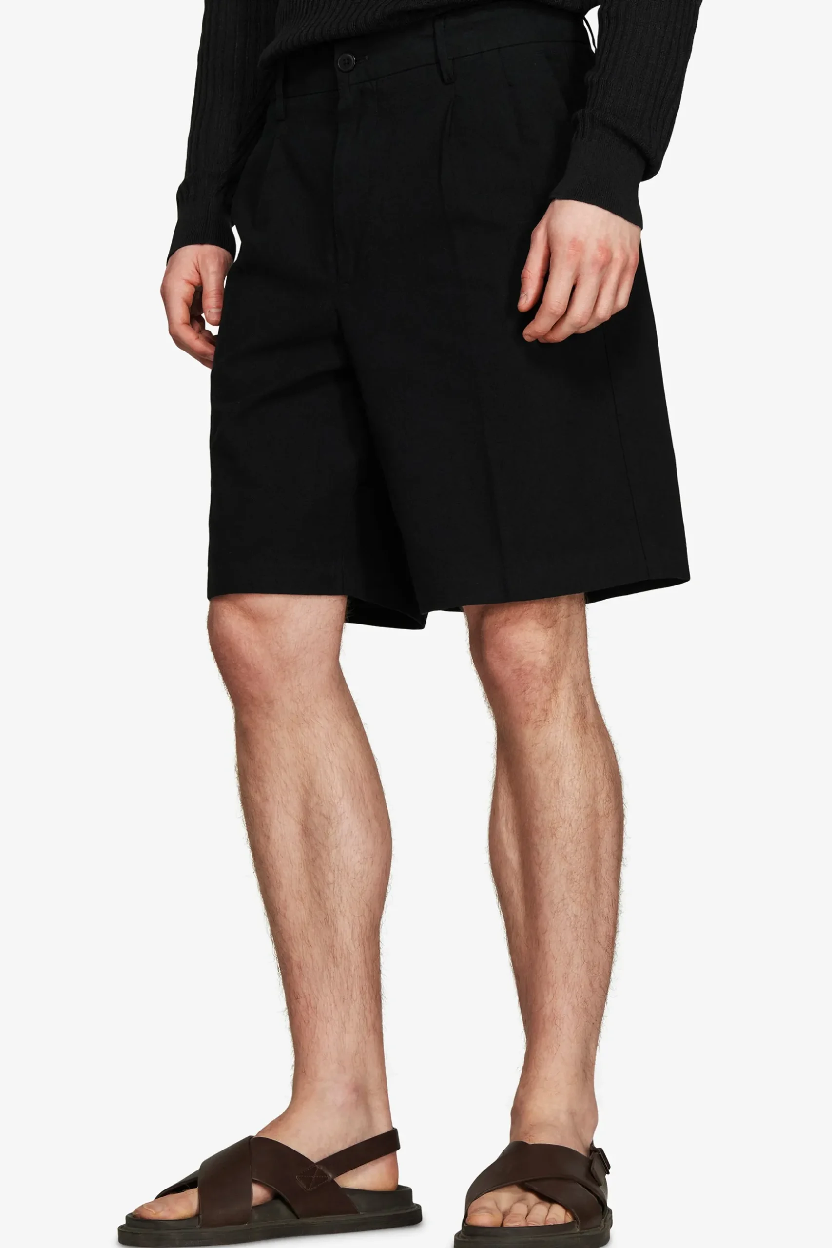 Bermuda misto lino nero "Volume"