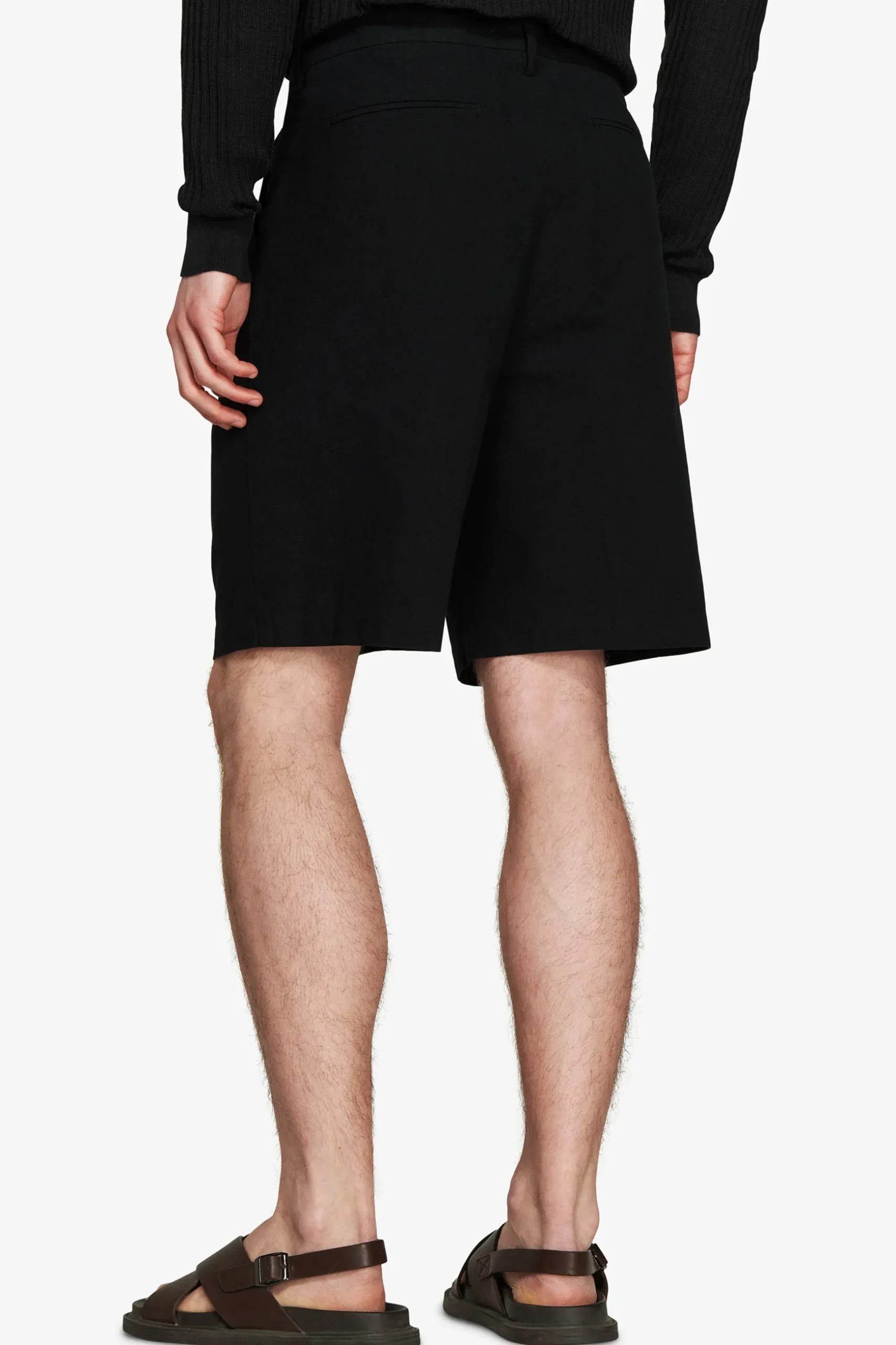 Bermuda misto lino nero "Volume"