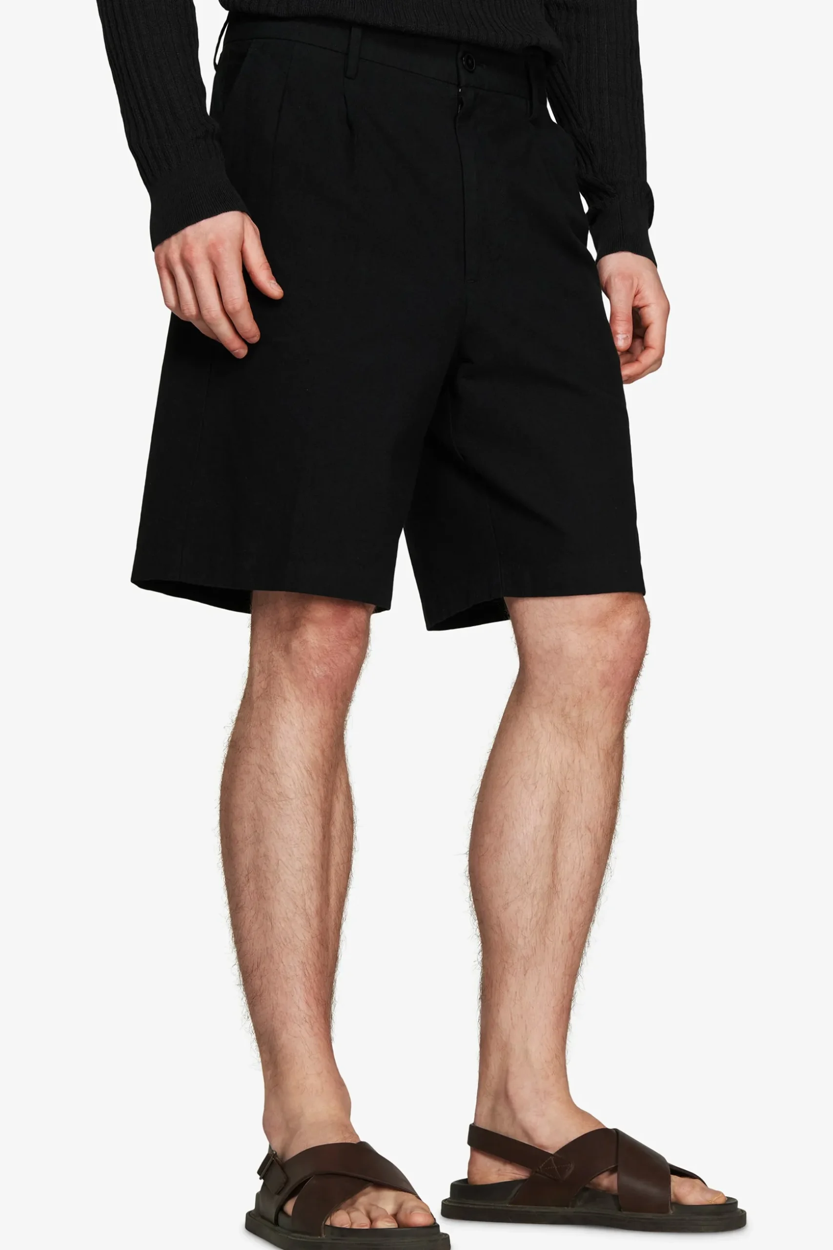 Bermuda misto lino nero "Volume"