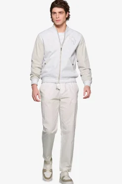 Bomber corto bimaterico DNJ grigio melange