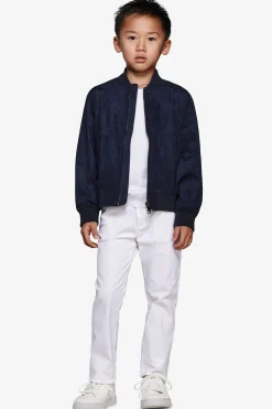 Bomber full zip in ecosuede blu Kids