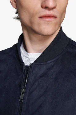 Bomber full zip in ecosuede blu