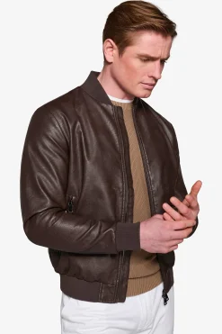 Bomber in ecopelle moro