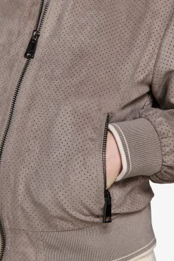 Bomber in ecosuede traforato tortora Kids