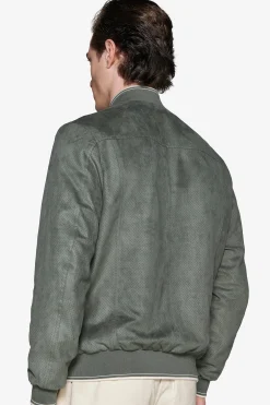 Bomber in ecosuede traforato verde