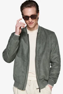 Bomber in ecosuede traforato verde