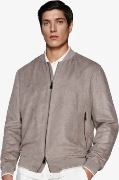 Bomber in ecosuede traforato tortora
