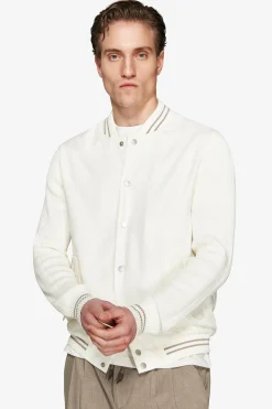 Bomber misto lino bimaterico panna DNJ