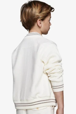 Bomber misto lino bimaterico panna Kids