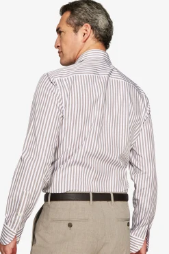 Camicia a righe fine tortora