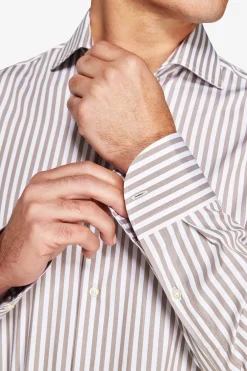 Camicia a righe fine tortora