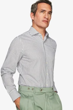 Camicia a righe fine verde