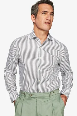Camicia a righe fine verde