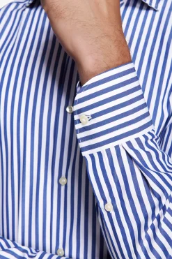 Camicia a righe medie indaco slim