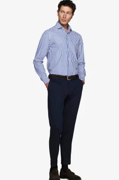 Camicia a righe medie indaco slim