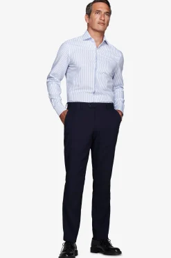 Camicia a righe operata azzurra slim