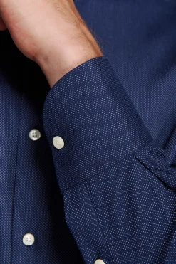 Camicia fantasia punta spillo blu scuro slim