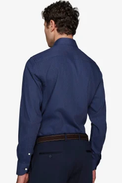 Camicia fantasia punta spillo blu scuro slim