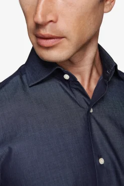 Camicia gabardina effetto denim slim