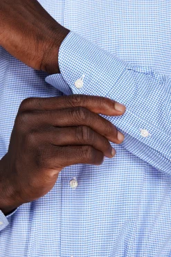 Camicia micro pied de poule azzurra