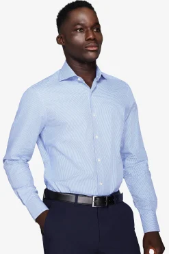 Camicia micro pied de poule azzurra