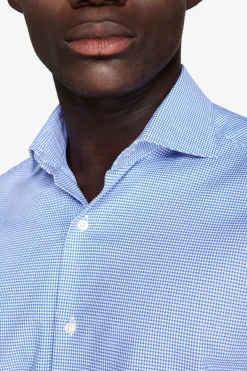 Camicia micro pied de poule azzurra