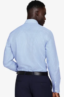 Camicia micro pied de poule azzurra