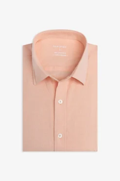 Camicia misto lino albicocca