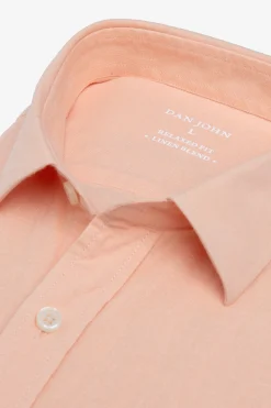 Camicia misto lino albicocca