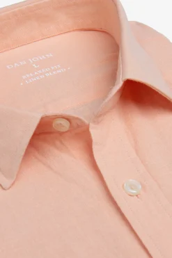 Camicia misto lino albicocca