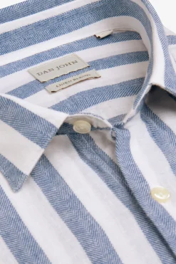 Camicia misto lino a righe royal