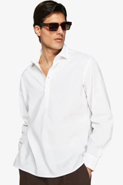 Camicia misto lino chester bianca "Volume"