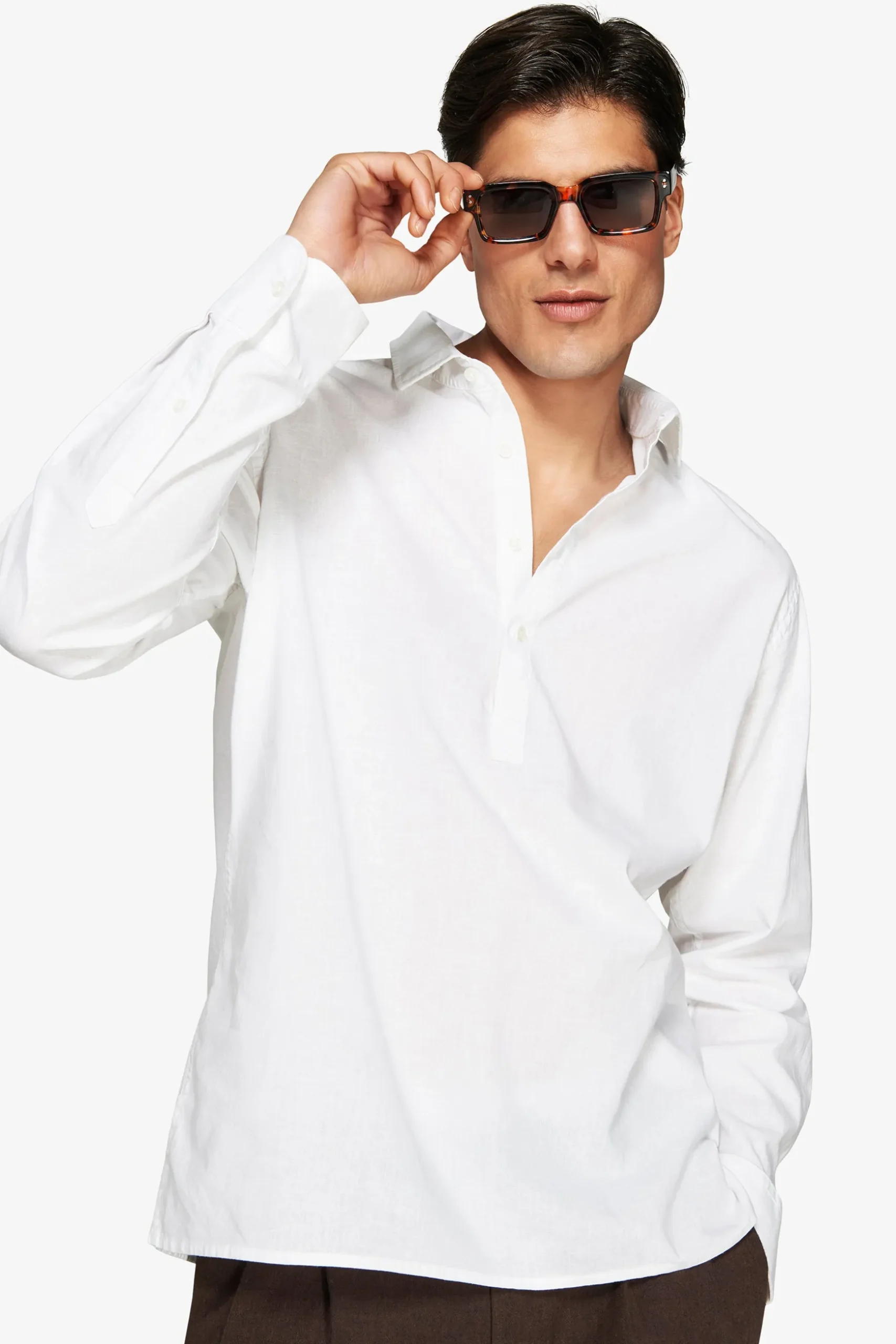 Camicia misto lino chester bianca "Volume"