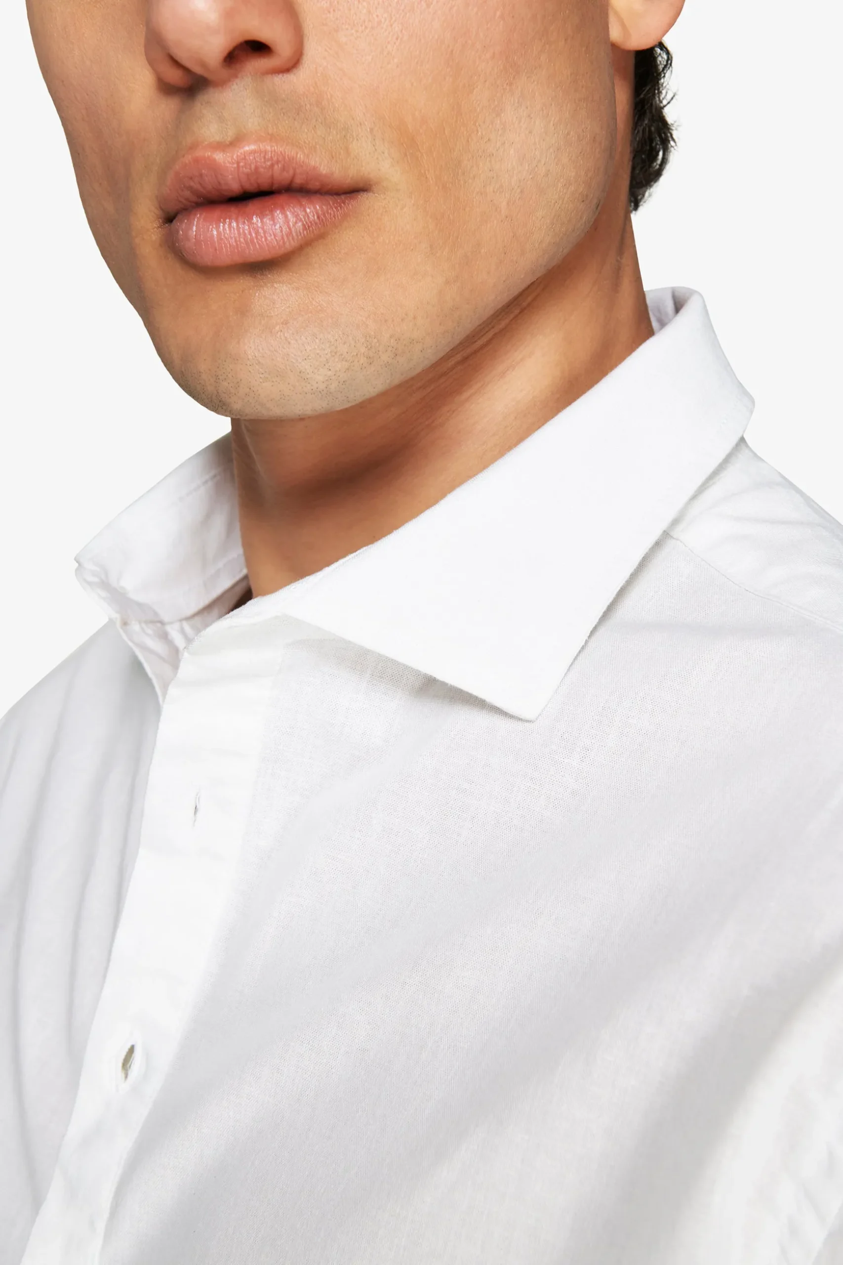 Camicia misto lino chester bianca "Volume"