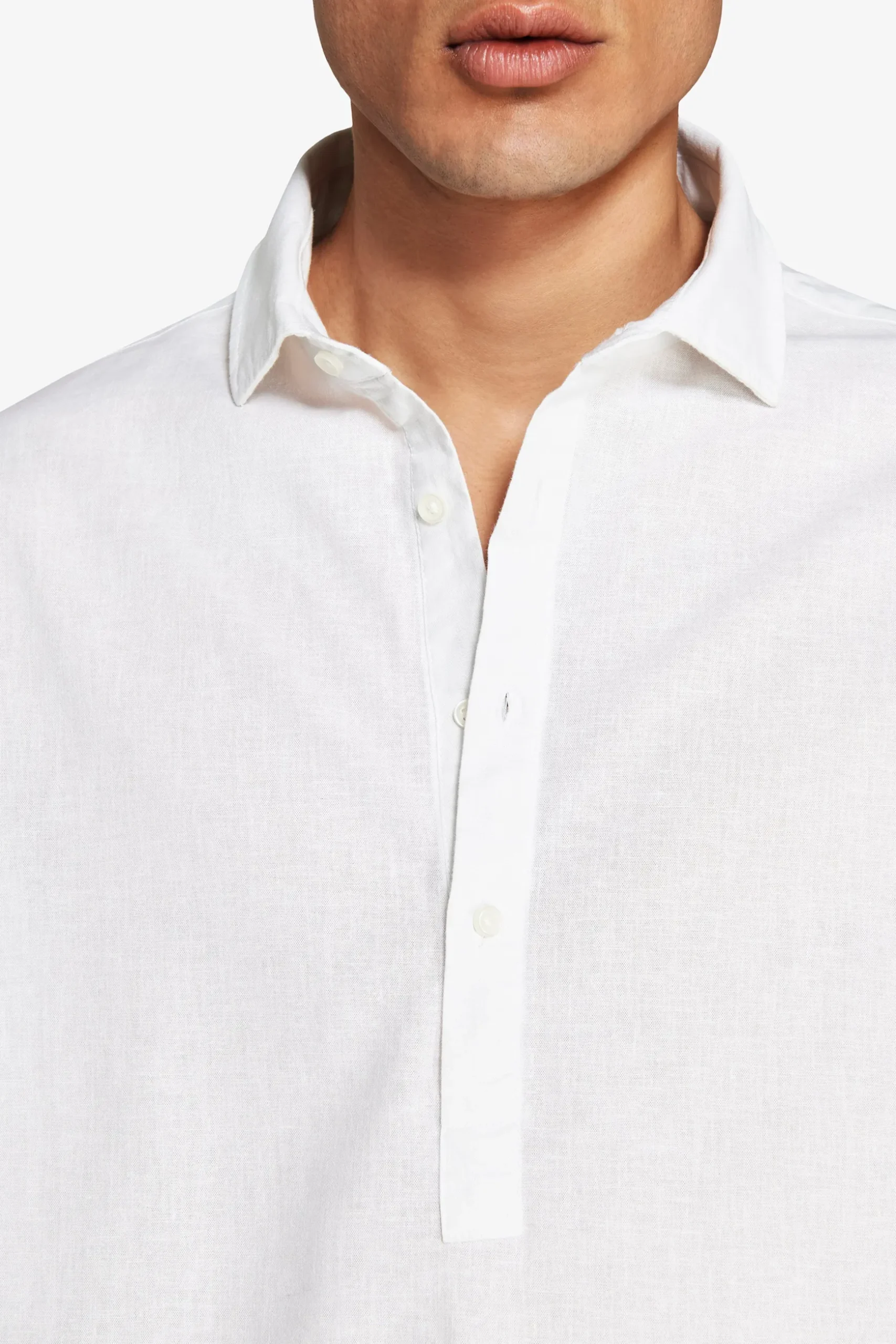 Camicia misto lino chester bianca "Volume"