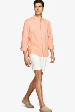 Camicia misto lino coreana arancio