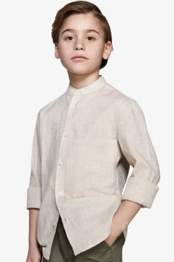 Camicia misto lino coreana beige Kids