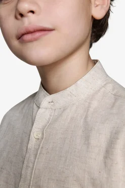 Camicia misto lino coreana beige Kids