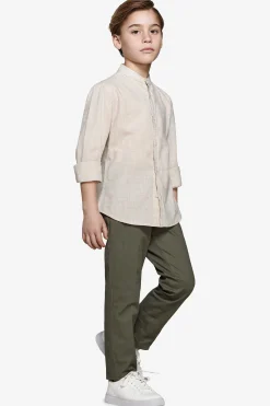 Camicia misto lino coreana beige Kids