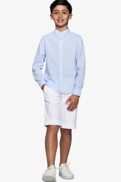 Camicia misto lino coreana celeste Kids