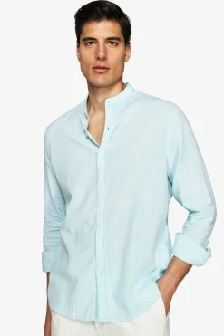 Camicia misto lino coreana menta
