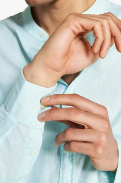 Camicia misto lino coreana menta