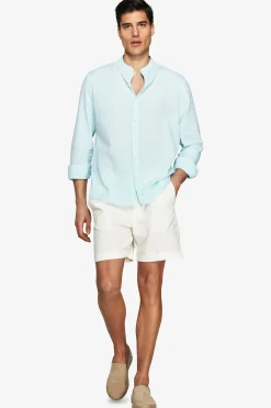 Camicia misto lino coreana menta