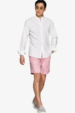 Camicia misto lino coreana panna