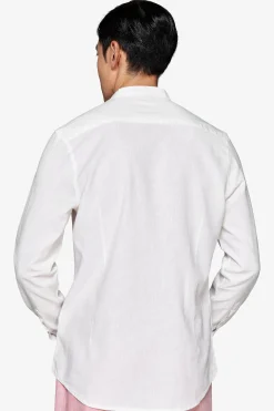 Camicia misto lino coreana panna