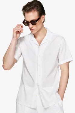 Camicia misto lino hawaiana bianca