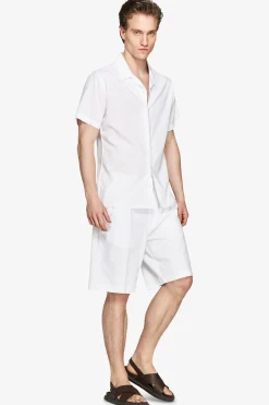 Camicia misto lino hawaiana bianca