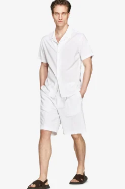 Camicia misto lino hawaiana bianca
