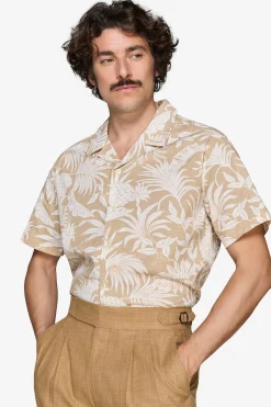 Camicia misto lino hawaiana sabbia